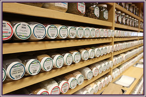 bulk food jars on huckleberry's shelf